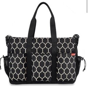 Skip Hop black and white multi compartment diaper bag